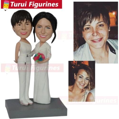 Custom made bobbleheads from photo wedding cake toppers silhouette figurines polymer clay figurines 3d figurine of yourself doll