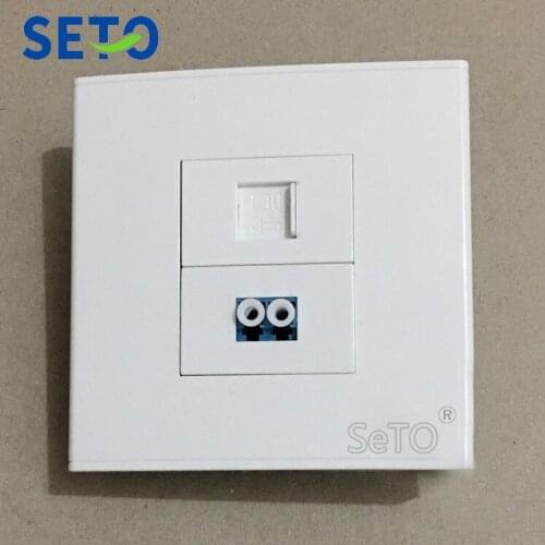 SeTo 86 Type Gigabit Network RJ45 Cat6 + Optical LC Connector Wall Plate Socket Keystone Faceplate