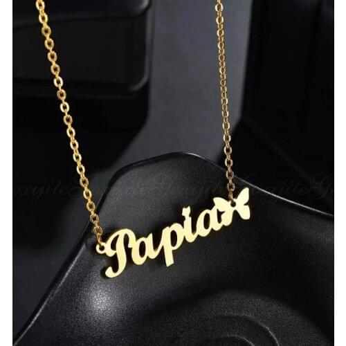 Zciti Custom Necklace Butterfly Pendant Stainless Steel Gold Chain Personalized Name Necklace Choker Jewelry Necklaces for Women