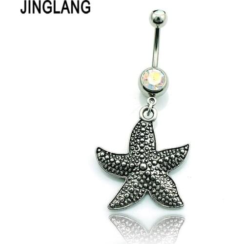 Brand New Fashion Belly Button Rings Surgical Steel Vintage Starfish Fake Navel Body Piercing Jewelry