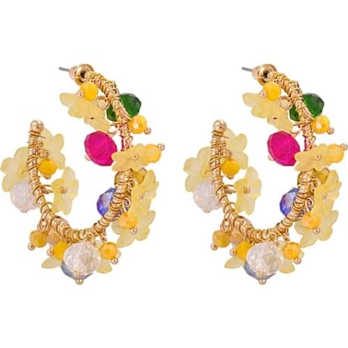 JUJIA Korean Flower Acrylic Resin Earrings Simple Round Circle Drop Dangle Earrings For Women Girl Party Jewelry