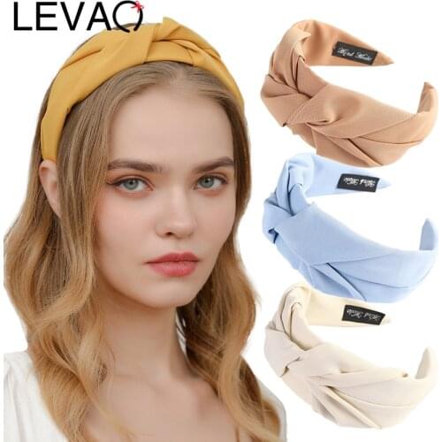 Levao 2021 Solid Color Wide Headband for Women Knot Hair Bands Fashion Headwear Hairband Hoop Bezel Hair Accessories