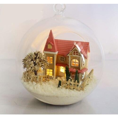 DIY Glass Ball Doll House Model Building Kits Wooden Mini Handmade Miniature Dollhouse Toy Birthday Gift -Lolita Dream Homes