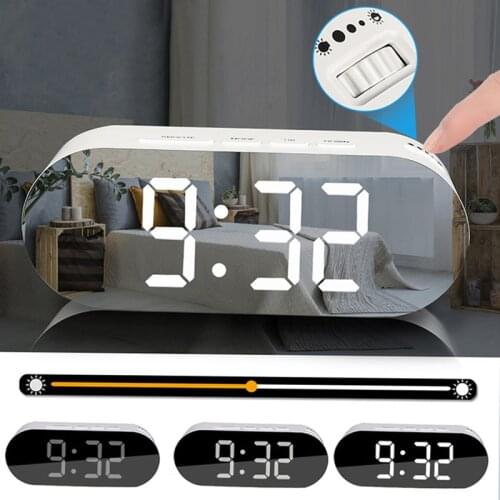 New Home LED Electronic Clock Table Digital Clock LED Temperature Display Desk Mirror Clocks Smart Table Clock with Thermometer