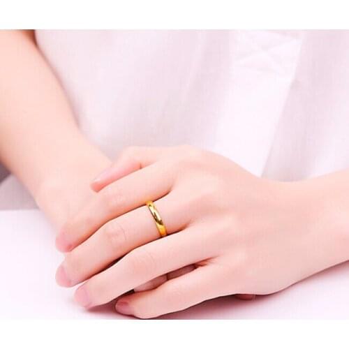 Solid 24K Yellow Gold Ring Womens Smooth Band Ring