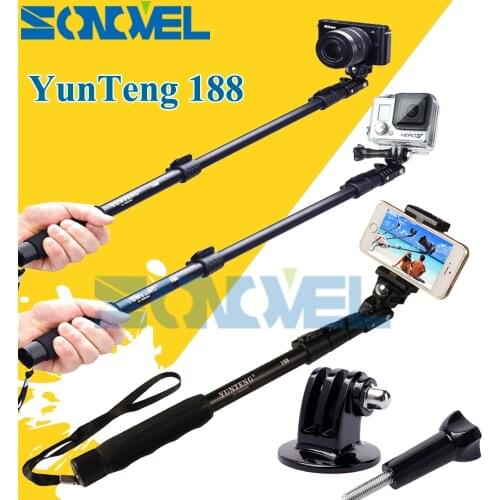 Yunteng 188 Selfie Stick Monopod Extendable Handheld Telescopic Pole For Xiaomi yi GoPro Hero 2 3 3+ 4 Sj4000 Sj5000 Sj6000