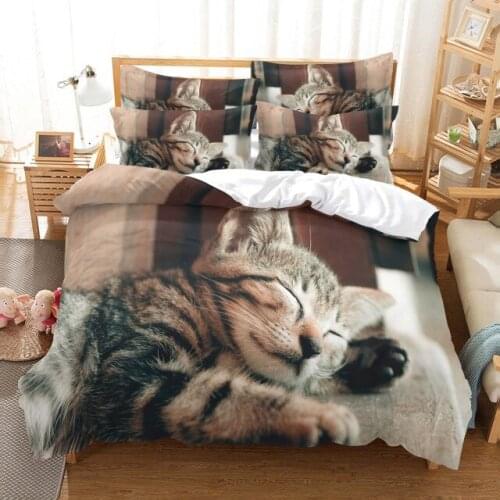 Animals Cat Cute Wolf 3D Printed Fox Bedding Set Adult Duvet Covers Pillowcase Comforter King Queen Size Bedclothes Bed Linen
