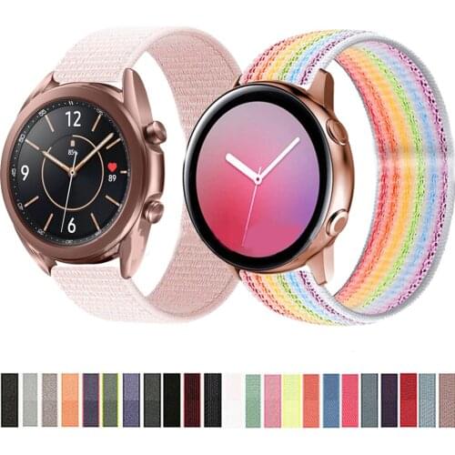 20MM Nylon Loop Woven Strap For Samsung Galaxy Watch 3 41MM Active 2 40/44MM Smart Wristband For Galaxy 42MM Correa Bracelets