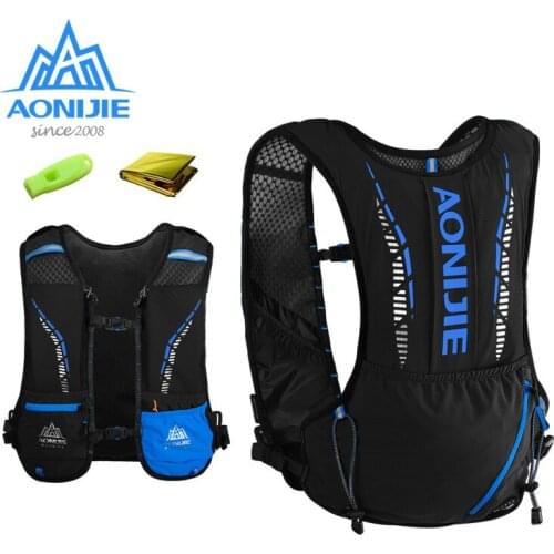 AONIJIE C9102 Black Ultra Vest 5L Hydration Backpack Pack Bag Soft Water Bladder Flask Hiking Trail Running Marathon