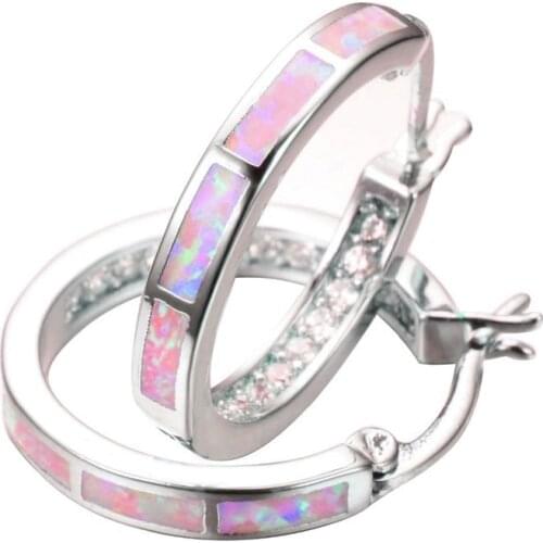 Modern Women Earrings Vintage Imitation Fire Opal Hoop Earrings For Women Jewelry Accessories Wedding Bohemian Statement Earring