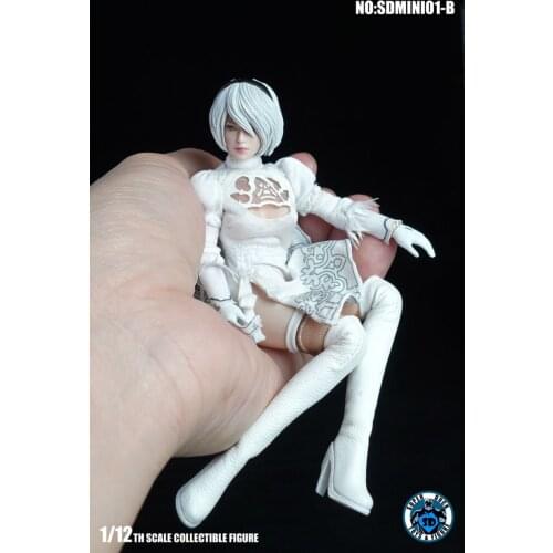 SUPER DUCK 1/12 NieR 2B Girl Head Sculpt and Clothes Set Model SDMINI001 For 6'' TBL Female Dolls In Stock