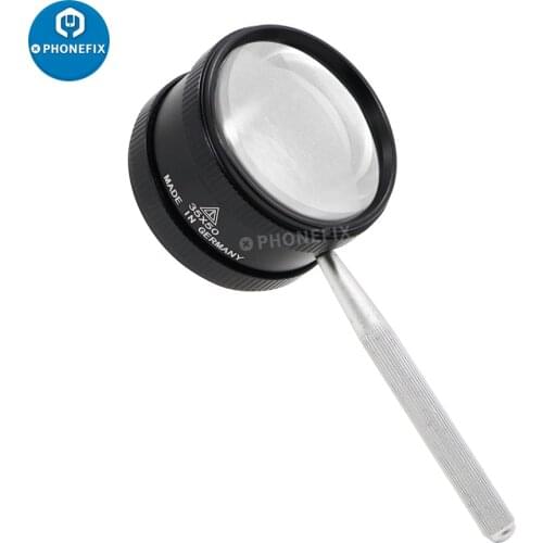 Magnifier Hand Held 35X Zinc Alloy Black Magnifying Glass K9 Optical Lens Silver Handle Jewelry Loupe Checking Maps Read Repair