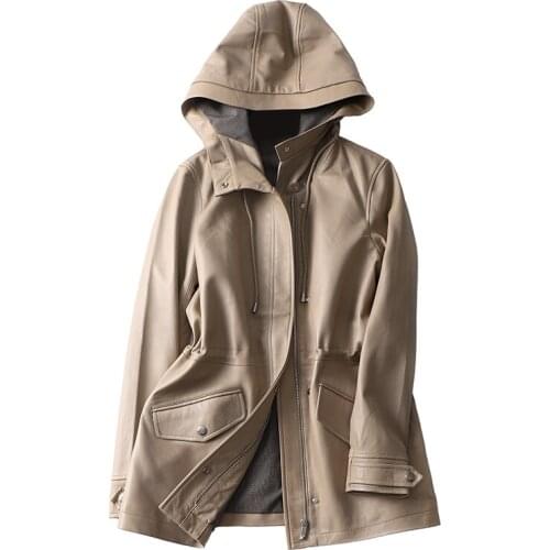 Genuine Leather Jacket Women Hooded Sheepskin Coat Spring Autumn Luxury Leather Jackets Women Chaquetas Mujer 2020 SM0255 J3561