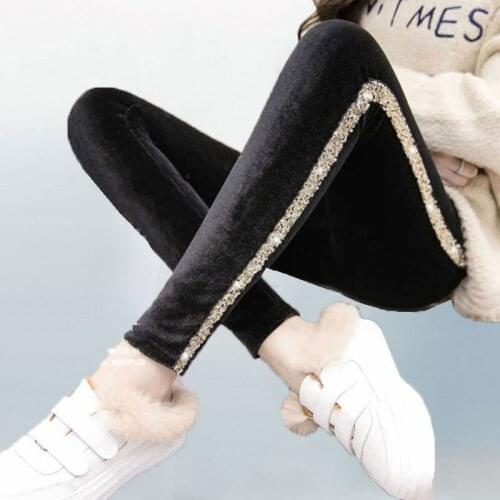 2020 Autumn Winter Plus Velvet Pants Women New Korean Slim Elastic Casual Trousers Women Black Pencil Pants pantalon femme 517