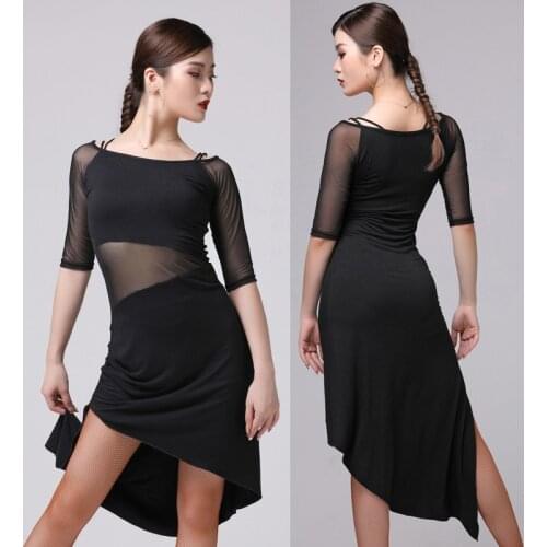 Sexy Latin Dance Dress Women Short Sleeve Salsa Dress Latin Dance Dress Performance Clothing Cha Cha Rumba Samba Dress SL2037