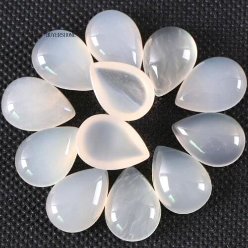 10Pcs 13x18MM Natural Stone White Onyx No Drilled Hole Water Drop Cabochon CAB Bead For DIY Jewelry Making Ring K809