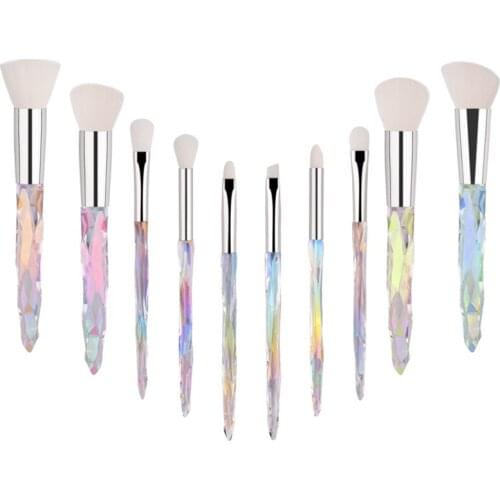 10 Pcs Crystal Handle Makeup Brush Powder Foundation Brush Cosmetic Lip Brush Eyeshadow Brush Make Up Brush Kits