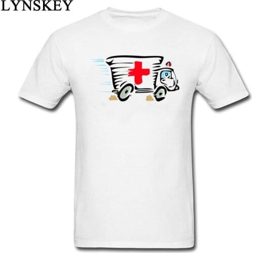 2017 Popular Ambulance Van Cartoon Art Design Men Tops Tees T-shirt 100% Cotton Funny Simple Style Clothing