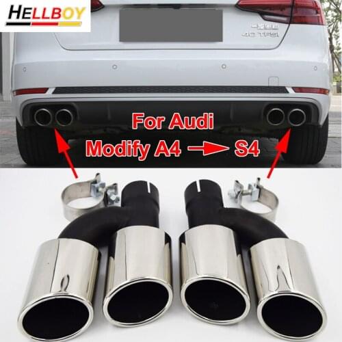 4 Pipe Exhaust Muffler Tip For Audi A3 8V 8P A4 B7 B8 A5 B9 A6 C6 C7 A7 Modify into S3 S4 S5 S6 S7 Styling Car Accessories