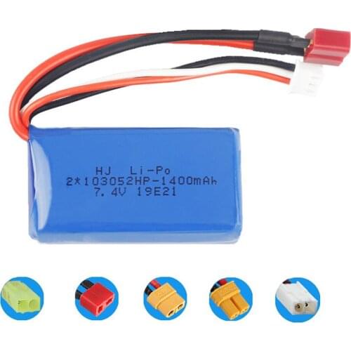 Battery For Wltoys A959-B A969-B A979-B K929-B Drone Battery 7.4V 1400mah lipo battery for RC toys Cars Helicopters T/EL-2P Plug