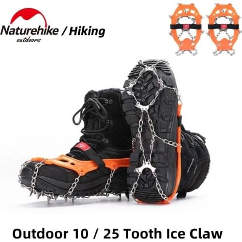 Naturehike Outdoor Crampons 10 / 25 teeth Stainless Steel Snow Non-Slip Mountaineering Snow Claw Shoe Covers Outdoor Equipment
