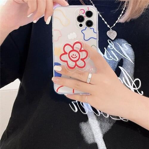 2021 TPU Phone Case For iPhone 12 Mini/11/12Pro Max XR XS Max Korea Smile Bracket Precision Funda Cover For iPhone SE 7 8Plus