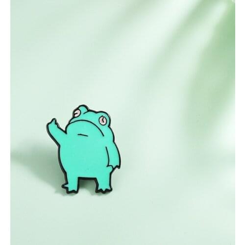 Cocky Frog Enamel Pin Fun Animal Lapel Pins Cartoon Froggy Badges Denim T-shirt Backpack Personality Brooch Pin Gift for Friends