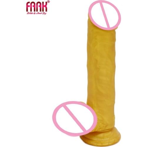 FAAK silicone big dildos realistic golden penis with suction cup sex products for women sex shop couples flirting adult games