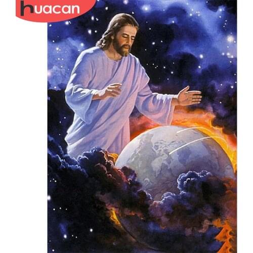 HUACAN Diamond Painting Jesus Full Square Round Diamond Embroidery Religion 3D DIY Diamond Mosaic Craft Kit Home Decoration