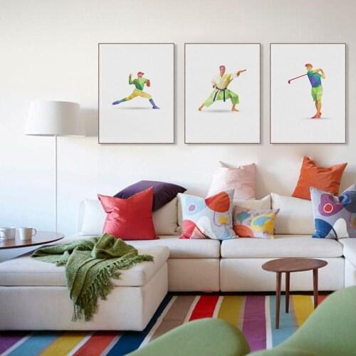 Art Watercolor Sports Athletes Gym Cycling Football Basketball Decoration Poster Painting Wall Art Canvas Kitchen Wall Painting