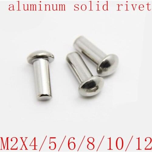 100PCS round aluminum solid rivet M2*4/5/6/8/10/12 Aluminium Alloy Aluminum self-plugging Rivet