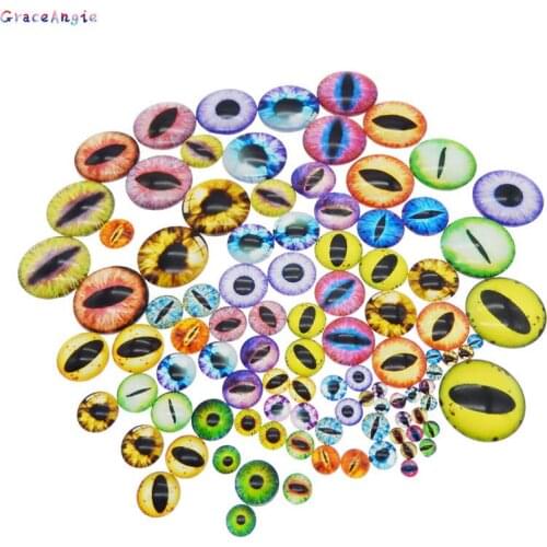 35mm Round Glass Cameo Dragon Cat Eyes Cabochon Charms Accessory Animal Eye for Doll Making Multi Color Eyes Pattern Crafts DIY