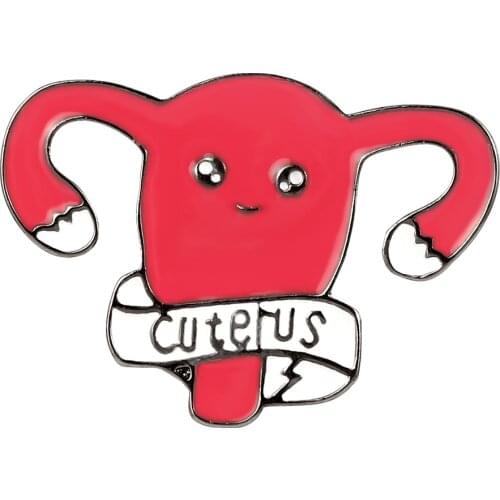 Cute Cartoon Cuterus Uterus Enamel Pins Brooches Badge Lapel Pin Accessories Girl Power Women' Rights Feminist Gift for Clothin