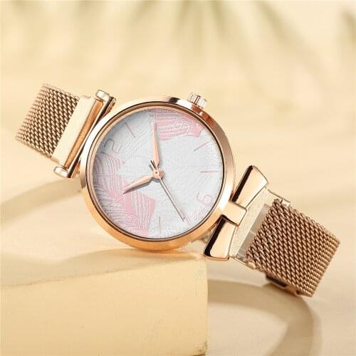 2020 Fashion Simple Ladies Watch Rose Gold Womens Watches Mesh Strap Watches For Woman Luxury Female Clock relogio feminino