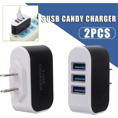 2 Pcs 3 Ports USB AC Wall Charger Outlet Socket Power Adapter with LED 5V/3.1A Charger For Phones MP3 MP4 Accessories