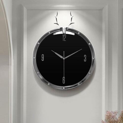 Zq Black and White Style Wall Clock Home Living Room Creative Mute Clock Modern Simple and Fashionable Wall Clock