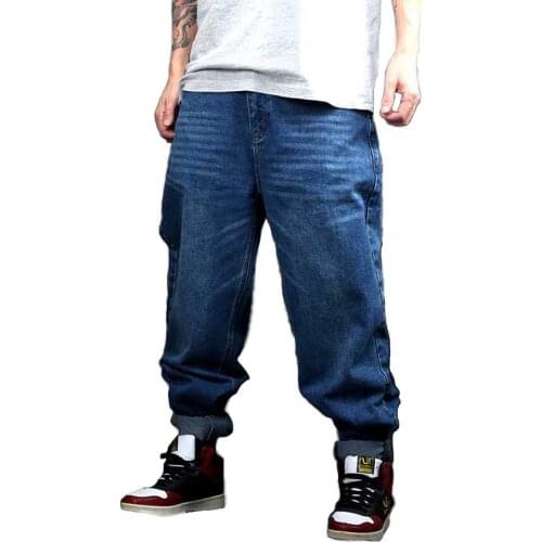 New Fashion Plus Size Harem Jeans Men Straight Loose Baggy Denim Pants Hiphop Streetwear Trousers