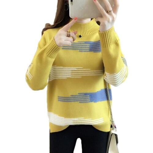 Striped Turtleneck Sweater Women Jumpe New Autumn Winter Clothes Loose Long Sleeve Knit Sweater Pullover Casual Female Tops 928