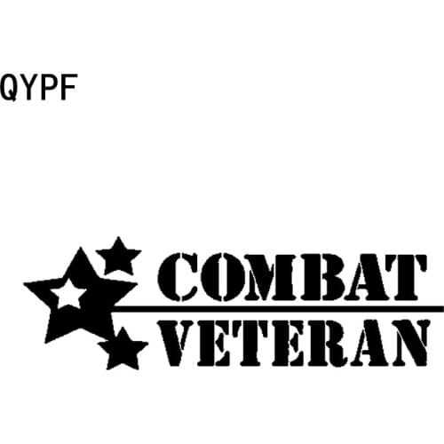 QYPF 17CM*5.3CM Personality COMBAT VETERAN Car Sticker Vinyl Decal Black Silver C15-2340