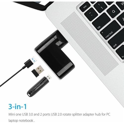180° Rotating High Speed 3 Port Usb 3.0 Multi Hub Splitter Expansion Desktop Pc Laptop Adapter