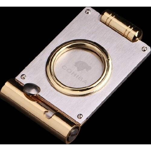 New 1pcs Cohiba 2 in 1Stainless Steel Cigar Cutter With Cigar Punch Scissors Cutting Knife Metal