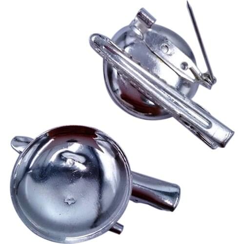 Rhodium Plated 120pcs 25mm Round Bezel Blank Hair Clips Base Tray Hairgrips with Pins accessories Jewelry Findings HCF26