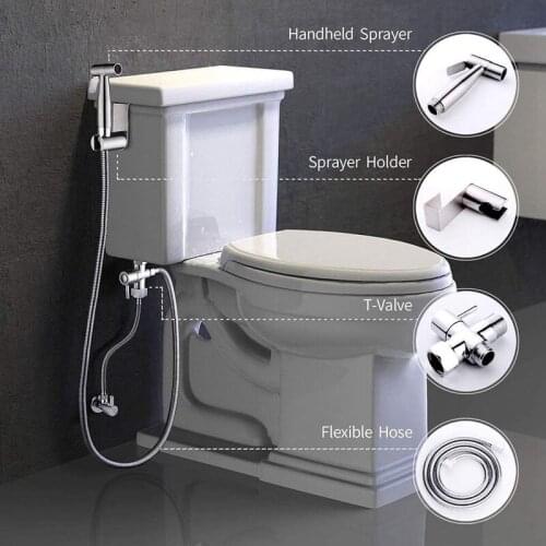 SHGO HOT-Bidet Sprayer Set for Toilet Handheld Cloth Diaper Sprayer Bathroom Sprayer Kit Spray Attachment with Hose