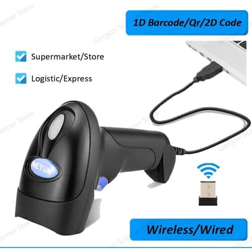 Netum Barcode Scanner Wireless USB For POS System Money Drawer Blueteeth Android Qr Code Online Bar code Scanning 1228 2D Reader