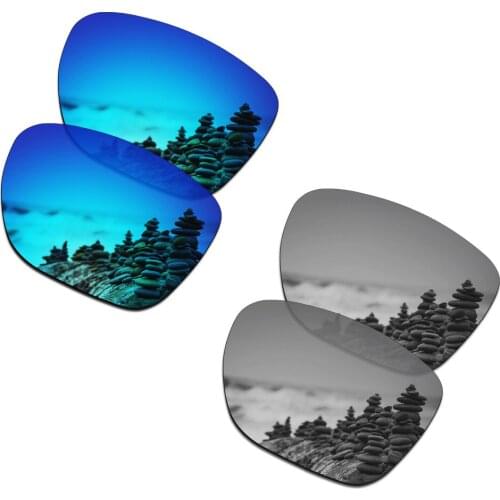 SmartVLT 2 Pairs Polarized Sunglasses Replacement Lenses for Oakley Crossrange XL Ice Blue and Silver Titanium