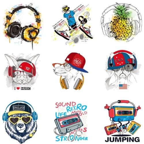 Iron-on Transfers for Clothing Patches for Clothes Thermo Stickers Rock Diy Hat Patch Fusible Transfer Vinyl Adhesive Stripe I