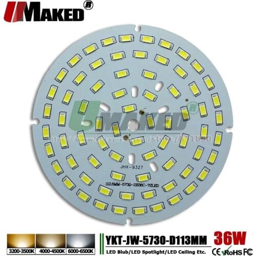 UMAKED 36W 113mm LED PCB SMD5730 ChipLED Source Aluminum Lamp plate Warm/Natural/White DIY Ceiling Lamp Bulb Bay light Spotlight