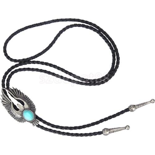 Vintage Alloy Eagle Shape Western Cowboy Bolo Tie Necktie Ancient silver color jewelry