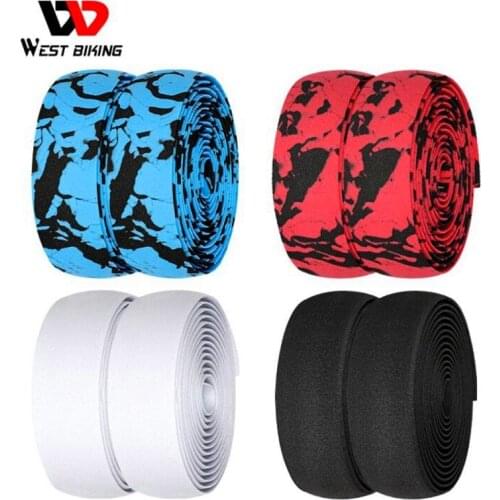 WEST BIKING Handlebar Tapes With Bar End Plugs High Elasticity EVA Cushioning Soft Belt Anti-Slip Rubbe Road Bike Handle Belt
