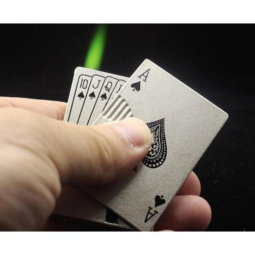 0029 Playing Card Inflatable Windproof Creative Poker Banknote Green Fire Lighter
